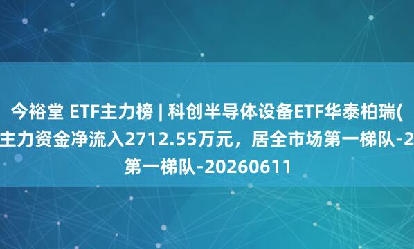 今裕堂 ETF主力榜 | 科创半导体设备ETF华泰柏瑞(588710)主力资金净流入2712.55万元，居全市场第一梯队-20260611