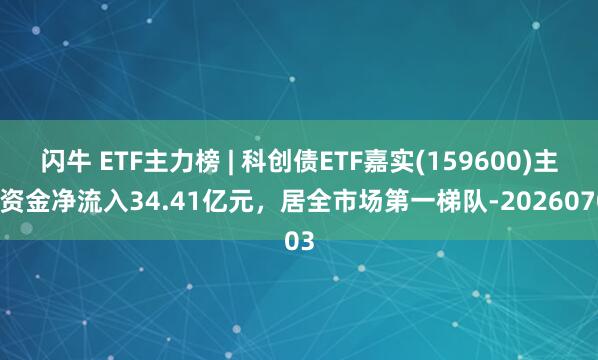 闪牛 ETF主力榜 | 科创债ETF嘉实(159600)主力资金净流入34.41亿元，居全市场第一梯队-20260703