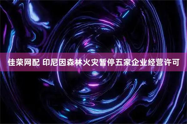 佳荣网配 印尼因森林火灾暂停五家企业经营许可
